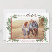 かわいいリースメリークリスマスホリーカード シーズンカード (正面)