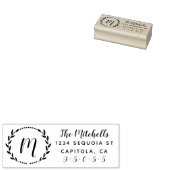 かわいいリースモノグラムファミリーネーム差出人住所 ラバースタンプ (押印)