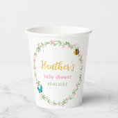 かわいいリース、ビー&バタフライベビーシャワー 紙コップ (正面)