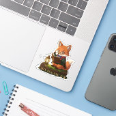  かわいいリーディングフォックス | おしゃれな本好き  シール (ノートパソコンとiPhone)