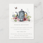 かわいいリーフィバラフローラティーポットウェディングレセプション エンクロージャーカード (正面)