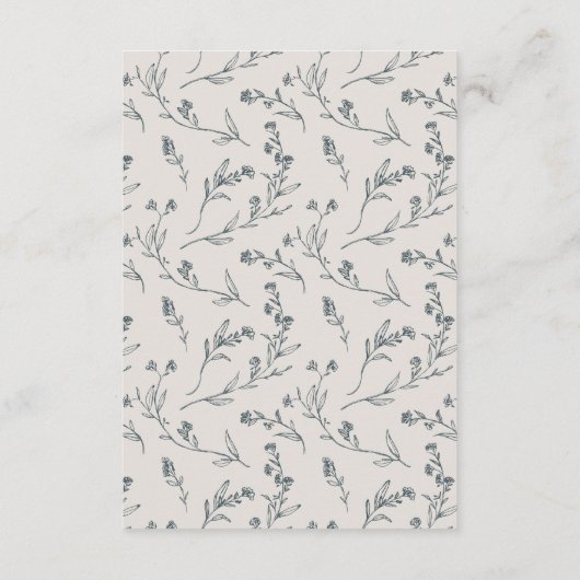 かわいいリーフィバラフローラティーポットウェディングレセプション エンクロージャーカード (裏面)