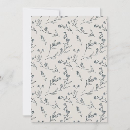 かわいいリーフバラフローラティーポットカップルカップルシャワー招待状 サンキューカード (裏面)