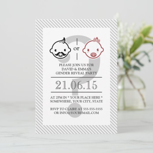 かわいいリールボーイまたはリールガールベビーシャワー招待状 招待状 (スタンド正面)