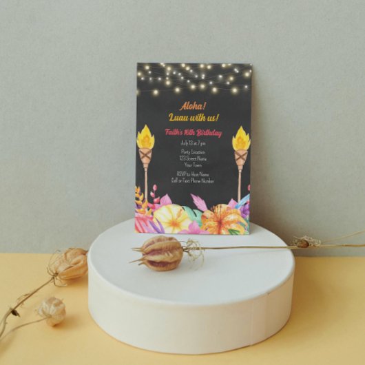 かわいいルアウ誕生日パーティーの招待状 招待状