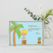かわいいルアウ（ハワイ式宴会）の男の子のサンキューカード サンキューカード (スタンド正面)