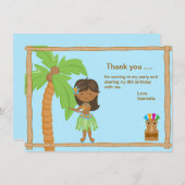 かわいいルアウ（ハワイ式宴会）の男の子のサンキューカード サンキューカード (正面/裏面)