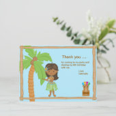 かわいいルアウ（ハワイ式宴会）の男の子のサンキューカード サンキューカード (スタンド正面)
