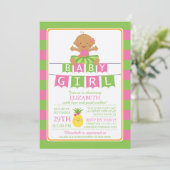 かわいいルアウ（ハワイ式宴会）フラガールベビーシャワー招待状 招待状 (スタンド正面)