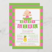 かわいいルアウ(ハワイ式宴会)フラガールベビーシャワー招待状 招待状 (正面/裏面)
