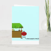 かわいいルアウ（ハワイ式宴会）少年の誕生日パーティーの招待カード 招待状 (裏面)