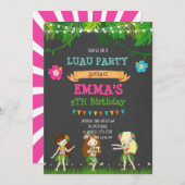 かわいいルアウ(ハワイ式宴会)誕生日パーティー招待状 招待状 (正面/裏面)