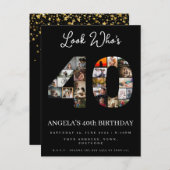 かわいいルック 誰 40 ハッピーバースデー フォトモンテージ インビテーションポストカード (正面/裏面)