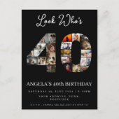 かわいいルック 誰 40 ハッピーバースデー フォトモンテージ インビテーションポストカード (正面)