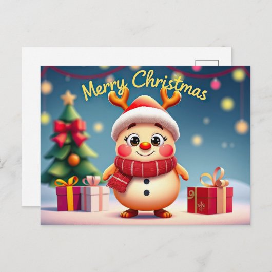 かわいいルドルフのトナカイのメリークリスマス ポストカード (正面/裏面)