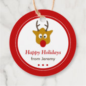かわいいルドルフのトナカイ赤いクリスマスの休日 フェイバータグ (裏面)