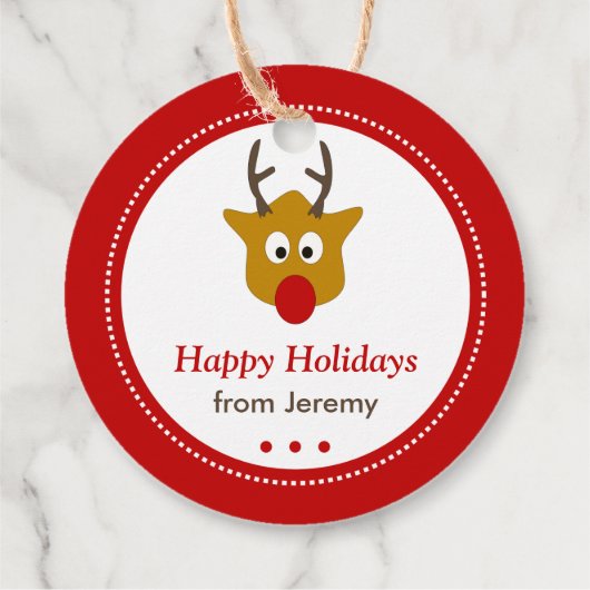 かわいいルドルフのトナカイ赤いクリスマスの休日 フェイバータグ (裏面)