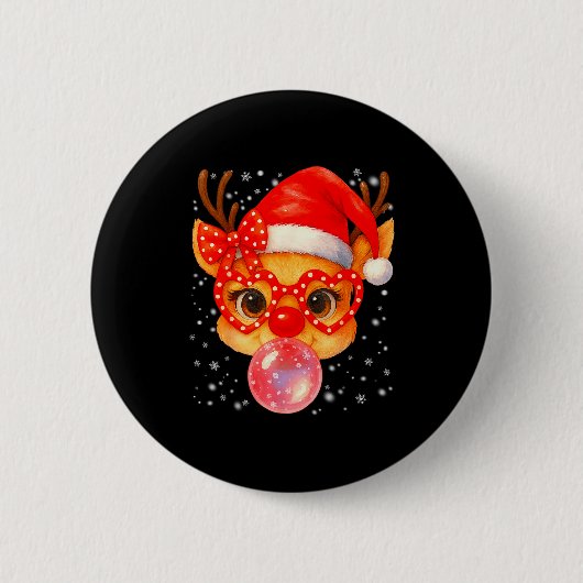 かわいいルドルフの赤い鼻の風船ガム クリスマス Xmas 男の子 缶バッジ (正面)