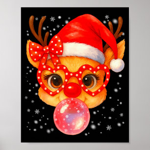 かわいいルドルフの赤い鼻の風船ガム クリスマス Xmas 男性 ポスター