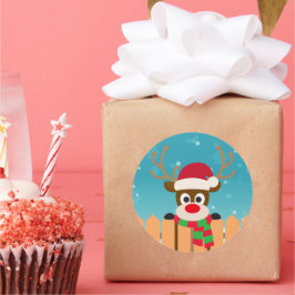 かわいいルドルフ赤い鼻トナカイ |シール ラウンドシール