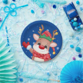 かわいいルドルフ赤い鼻トナカイ ペーパープレート (パーティー)