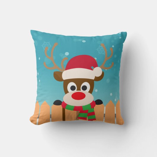 かわいいルドルフ赤い鼻トナカイ |装飾用クッション クッション (正面)