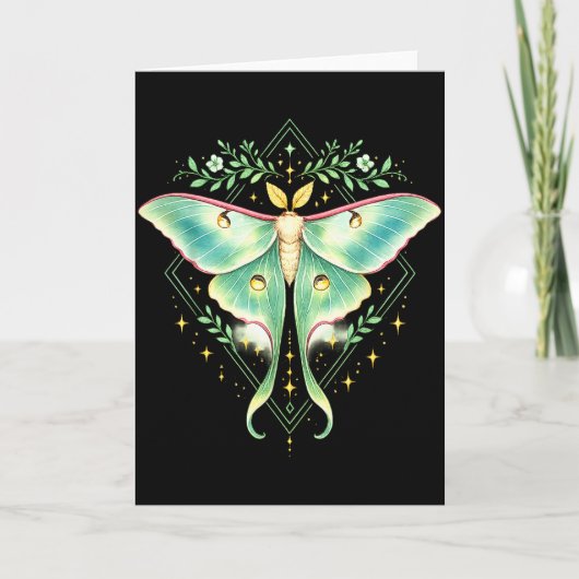 かわいいルナ moth 美しい蝶 昆虫好き カード (正面)