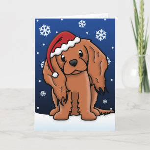 かわいいルビーカヴァリエスパニエル犬クリスマスカード シーズンカード