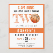 かわいいルーキーバスケットボールバジェット2nd誕生日招待状 (正面)