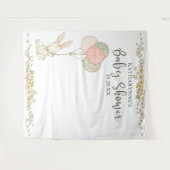 かわいいルースティックうさぎの花のベビーシャワーバックドロップ タペストリー (正面(横))