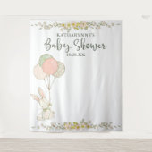 かわいいルースティックうさぎの花のベビーシャワーバックドロップ タペストリー (正面)