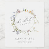 かわいいルースティックメドウの花輪 ブライダルシャワー ワインラベル (シングルラベル)