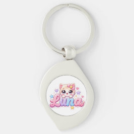 かわいいルーナ猫の名前 パステルピンクスパークル キー キーホルダー