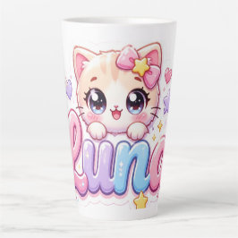 かわいいルーナ猫の名前 パステルピンクスパークル キ カフェラテマグ
