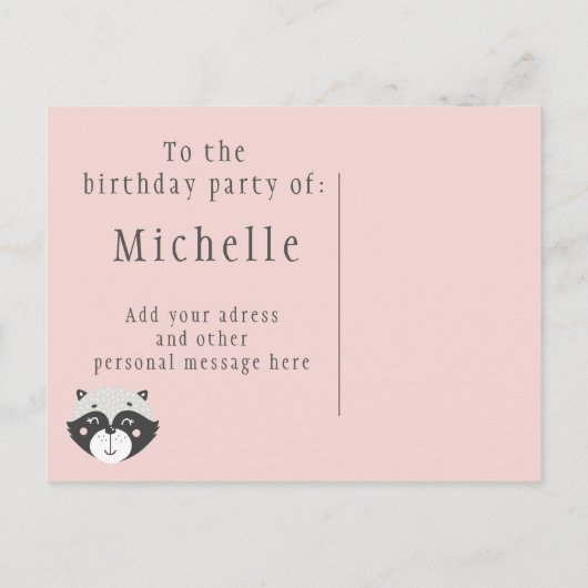 かわいいルーン子供の誕生日招待状はがき インビテーションポストカード (裏面)