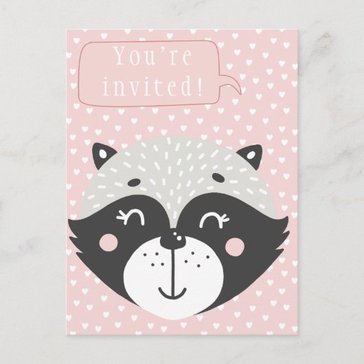 かわいいルーン子供の誕生日招待状はがき インビテーションポストカード (正面)