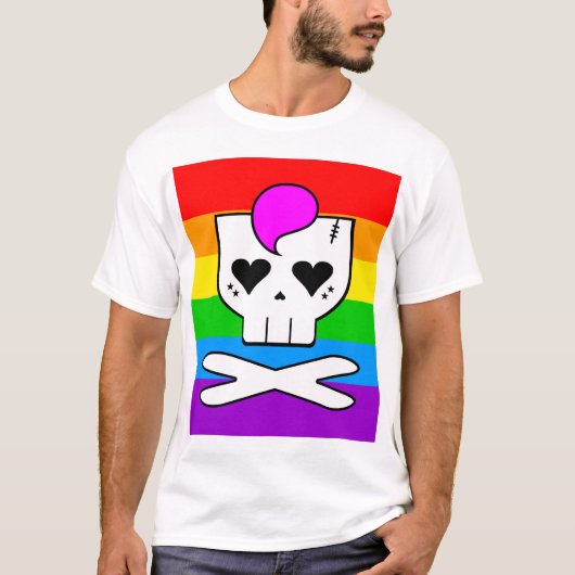 かわいいレイブスカルレインボー Tシャツ (正面)