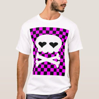 かわいいレイブスカル市松模様 Tシャツ