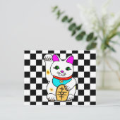 かわいいレイブラッキーネコマネリャクネコ ポストカード (スタンド正面)