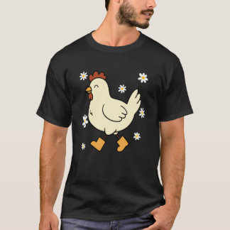 かわいいレインブーツを履いたニワトリ Tシャツ