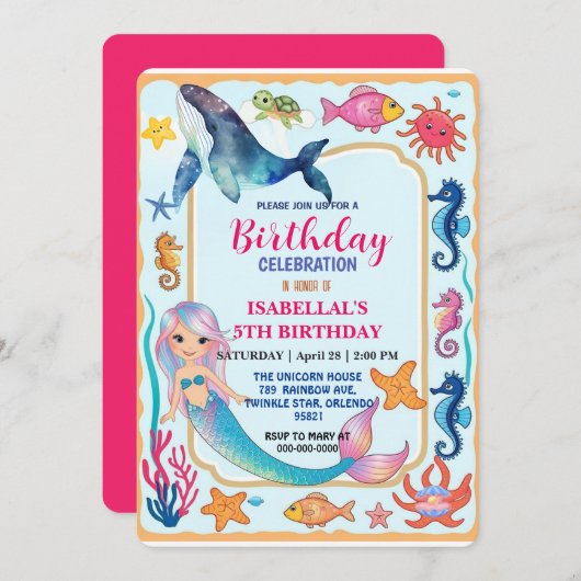 かわいいレインボインマーメイドウミガメのジンベイザーズ セーブザデート (正面/裏面)