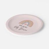 かわいいレインボーとハートガールベビーシャワー ペーパープレート (アングル)