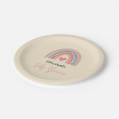 かわいいレインボーとハートガールベビーシャワー ペーパープレート (アングル)