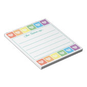 かわいいレインボーとハート先生名メモ帳 ノートパッド (アングル)