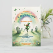 かわいいレインボーアイリッシュジグセントパトリックの日パーティー 招待状 (スタンド正面)