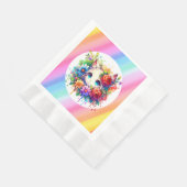 かわいいレインボーアニメキャットお誕生日ケーキ 縁ありランチョンナプキン (角)