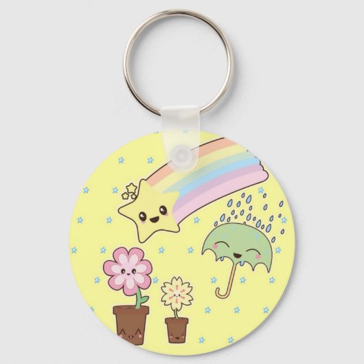 かわいいレインボーウェザーパターンかわいい キーホルダー (正面)