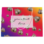 かわいいレインボーウンチ絵文字パターン ラージペーパーバッグ (正面)