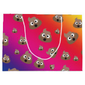 かわいいレインボーウンチ絵文字パターン ラージペーパーバッグ (裏面)