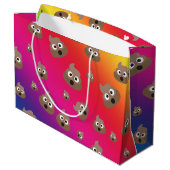 かわいいレインボーウンチ絵文字パターン ラージペーパーバッグ (裏面アングル)